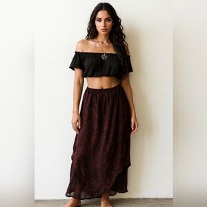 Vintage Mr. Donovan Burgundy Maxi Skirt Size M Marbled Burnout Gothic Boho